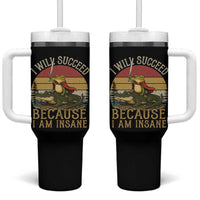 I Will Succeed Because I Am Insane Funny Frog Riding Alligator Tumbler With Handle