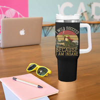 I Will Succeed Because I Am Insane Funny Frog Riding Alligator Tumbler With Handle