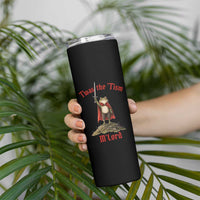 Funny Twas The Tism M Lord Medieval Knight Frog Skinny Tumbler