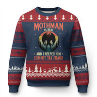 Funny Mothman Is Real And I Helped Him Commit Tax Fraud Ugly Christmas Sweater Retro Cryptid Cryptozoology