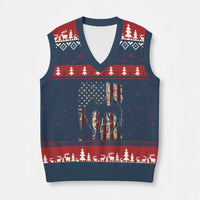 Mothman American Flag Patriotic Cryptid Creature V-Neck Knit Sweater Vest