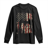 Mothman American Flag Patriotic Cryptid Creature Long Sleeve Shirt