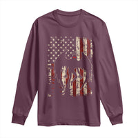Mothman American Flag Patriotic Cryptid Creature Long Sleeve Shirt