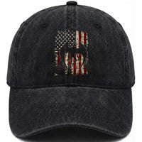 Mothman American Flag Patriotic Cryptid Creature Washed Cotton Baseball Cap