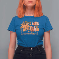 Fall Physical Therapy T Shirt For Women I Love Fall Prevention Retro Groove Maple Leaf Nuts - Wonder Print Shop