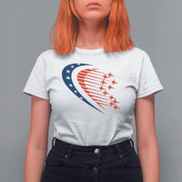 Patriotic T Shirt For Women American Flag Fighter Jets Airplane 4th Of July - Wonder Print Shop