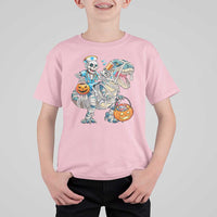 Funny Halloween Nurse T Shirt For Kid Skeleton Nurse Riding Mummy Dinosaur Pumpkin Candy - Wonder Print Shop