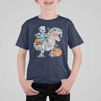 Funny Halloween Nurse T Shirt For Kid Skeleton Nurse Riding Mummy Dinosaur Pumpkin Candy - Wonder Print Shop