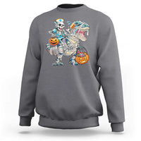 Funny Halloween Nurse Sweatshirt Skeleton Nurse Riding Mummy Dinosaur Pumpkin Candy - Wonder Print Shop