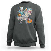 Funny Halloween Nurse Sweatshirt Skeleton Nurse Riding Mummy Dinosaur Pumpkin Candy - Wonder Print Shop