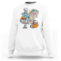 Funny Halloween Nurse Sweatshirt Skeleton Nurse Riding Mummy Dinosaur Pumpkin Candy - Wonder Print Shop