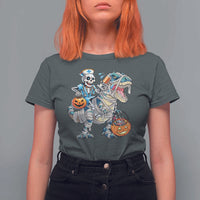 Funny Halloween Nurse T Shirt For Women Skeleton Nurse Riding Mummy Dinosaur Pumpkin Candy - Wonder Print Shop