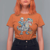 Funny Halloween Nurse T Shirt For Women Skeleton Nurse Riding Mummy Dinosaur Pumpkin Candy - Wonder Print Shop