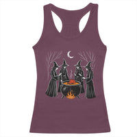 Funny Halloween Witch Spooky Season Orange Cauldron Racerback Tank Top - Wonder Print Shop