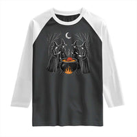 Funny Halloween Witch Spooky Season Orange Cauldron Raglan Shirt - Wonder Print Shop
