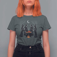 Funny Halloween Witch Spooky Season Orange Cauldron T Shirt For Women - Wonder Print Shop