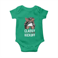 Funny Classy Until Kickoff Baby Onesie American Football Game Day Messy Bun - Wonder Print Shop