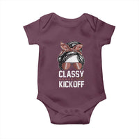 Funny Classy Until Kickoff Baby Onesie American Football Game Day Messy Bun - Wonder Print Shop
