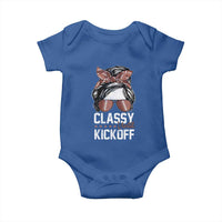 Funny Classy Until Kickoff Baby Onesie American Football Game Day Messy Bun - Wonder Print Shop