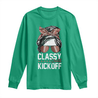 Funny Classy Until Kickoff Long Sleeve Shirt American Football Game Day Messy Bun - Wonder Print Shop