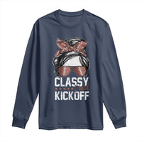 Funny Classy Until Kickoff Long Sleeve Shirt American Football Game Day Messy Bun - Wonder Print Shop