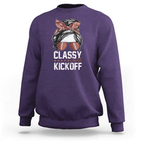 Funny Classy Until Kickoff Sweatshirt American Football Game Day Messy Bun - Wonder Print Shop