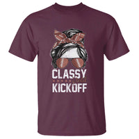 Funny Classy Until Kickoff T Shirt American Football Game Day Messy Bun - Wonder Print Shop