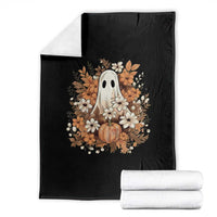 Halloween Ghost Throw Blanket Vintage Floral Pumpkin Glitter Print - Wonder Print Shop