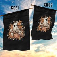 Halloween Ghost Garden Flag Vintage Floral Pumpkin Glitter Print - Wonder Print Shop
