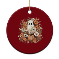Halloween Ghost Ceramic Ornament Vintage Floral Pumpkin Glitter Print - Wonder Print Shop