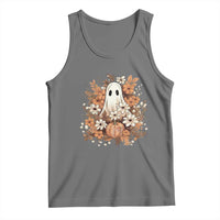 Halloween Ghost Tank Top Vintage Floral Pumpkin Glitter Print - Wonder Print Shop