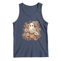 Halloween Ghost Tank Top Vintage Floral Pumpkin Glitter Print - Wonder Print Shop