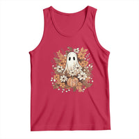Halloween Ghost Tank Top Vintage Floral Pumpkin Glitter Print - Wonder Print Shop
