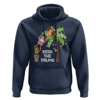 Christmas In Hawaii Hoodie Deck The Palms Santa Hula Girl Tiki