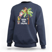 Christmas In Hawaii Sweatshirt Deck The Palms Santa Hula Girl Tiki - Wonder Print Shop