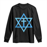 Messianic Cross Star of David Yeshua Jesus Long Sleeve Shirt - Wonder Print Shop