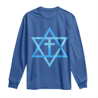 Messianic Cross Star of David Yeshua Jesus Long Sleeve Shirt - Wonder Print Shop