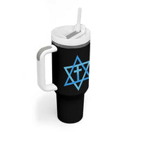 Messianic Cross Star of David Yeshua Jesus Tumbler With Handle - Wonder Print Shop