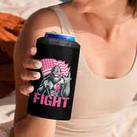 Funny Bigfoot Breast Cancer Awareness 4 in 1 Can Cooler Tumbler Fight Pink Ribbon - Wonder Print Shop