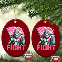 Funny Bigfoot Breast Cancer Awareness Ceramic Ornament Fight Pink Ribbon - Wonder Print Shop