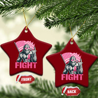 Funny Bigfoot Breast Cancer Awareness Ceramic Ornament Fight Pink Ribbon - Wonder Print Shop