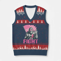 Funny Bigfoot Breast Cancer Awareness V-Neck Knit Sweater Vest Fight Pink Ribbon - Wonder Print Shop