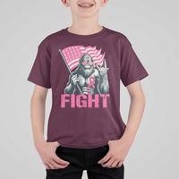 Funny Bigfoot Breast Cancer Awareness T Shirt For Kid Fight Pink Ribbon - Wonder Print Shop