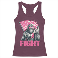 Funny Bigfoot Breast Cancer Awareness Racerback Tank Top Fight Pink Ribbon - Wonder Print Shop