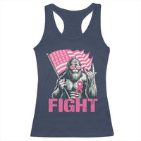 Funny Bigfoot Breast Cancer Awareness Racerback Tank Top Fight Pink Ribbon - Wonder Print Shop