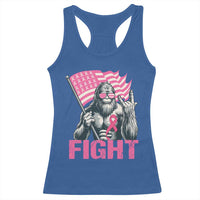 Funny Bigfoot Breast Cancer Awareness Racerback Tank Top Fight Pink Ribbon - Wonder Print Shop