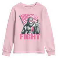 Funny Bigfoot Breast Cancer Awareness Youth Sweatshirt Fight Pink Ribbon - Wonder Print Shop