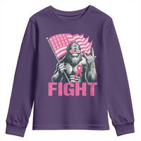 Funny Bigfoot Breast Cancer Awareness Youth Sweatshirt Fight Pink Ribbon - Wonder Print Shop