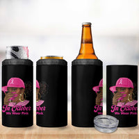 In October We Wear Pink 4 in 1 Can Cooler Tumbler Black Women Breast Cancer Awareness - Wonder Print Shop