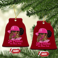 In October We Wear Pink Ceramic Ornament Black Women Breast Cancer Awareness - Wonder Print Shop